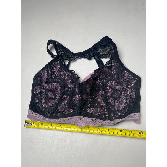 Adore Me Chelsey Lace Underwire Racerback Bra Black Pink 36DD - Picture 5 of 5